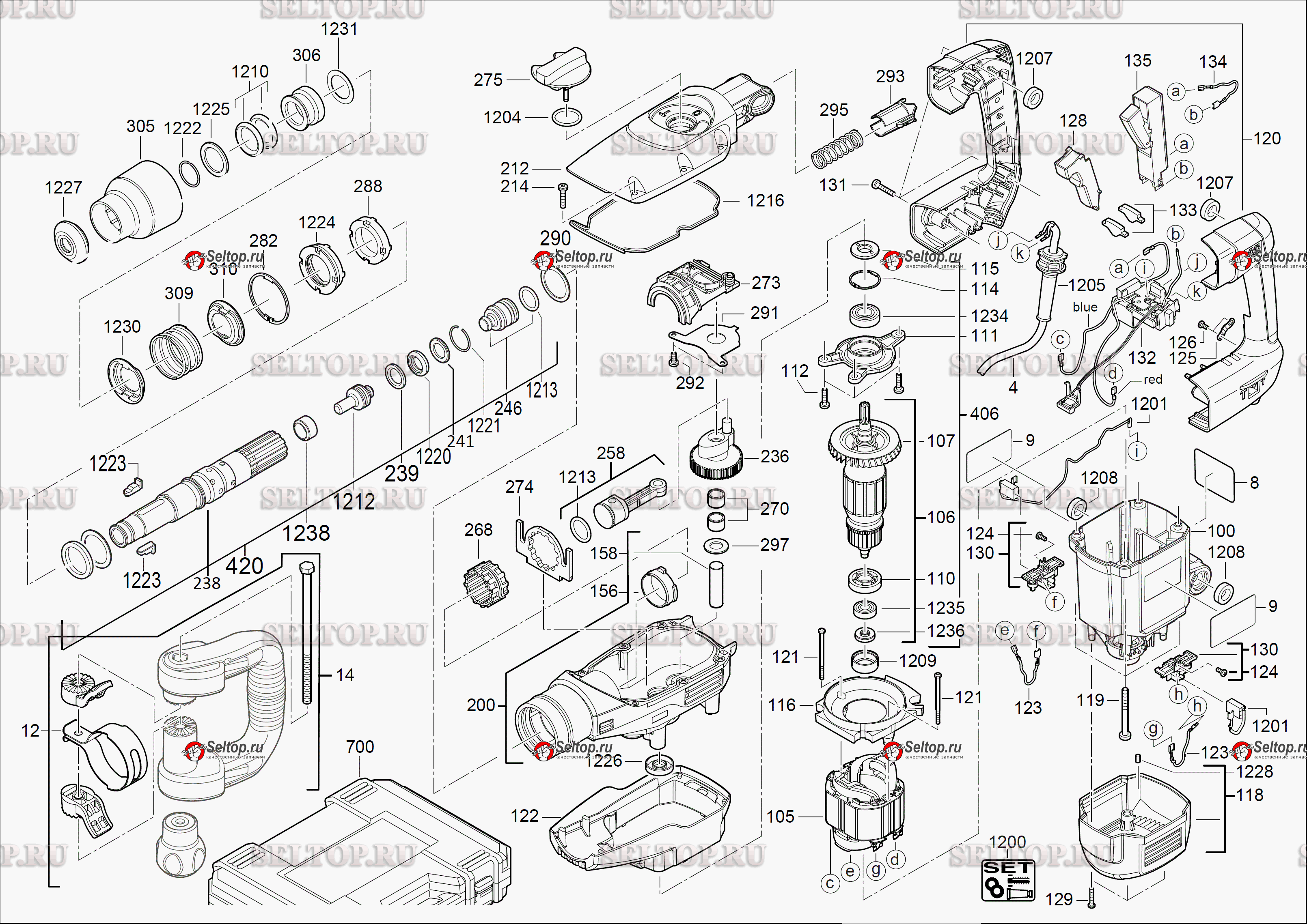 Запчасти для отбойного молотка AEG MH5E (артикул модели 4935412361) (код  модели 4000412362) | купить в Москве в интернет-магазине Селтоп с  доставкой. Цены, наличие, взрыв-схема.