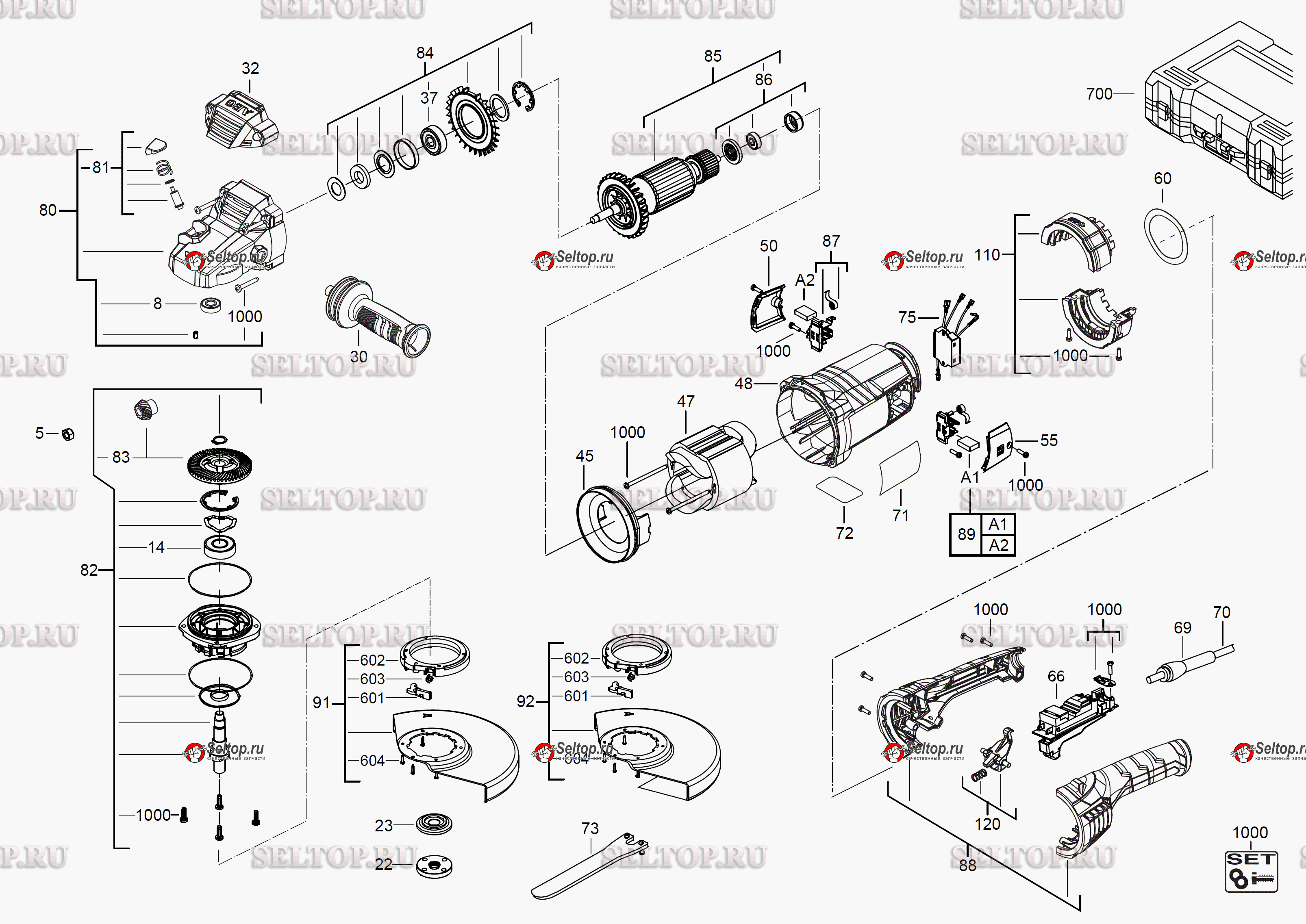 Запчасти для болгарки (ушм) AEG WS24-230GV (артикул модели 4935431775) (код  модели 4000431776) | купить в Москве в интернет-магазине Селтоп с  доставкой. Цены, наличие, взрыв-схема.