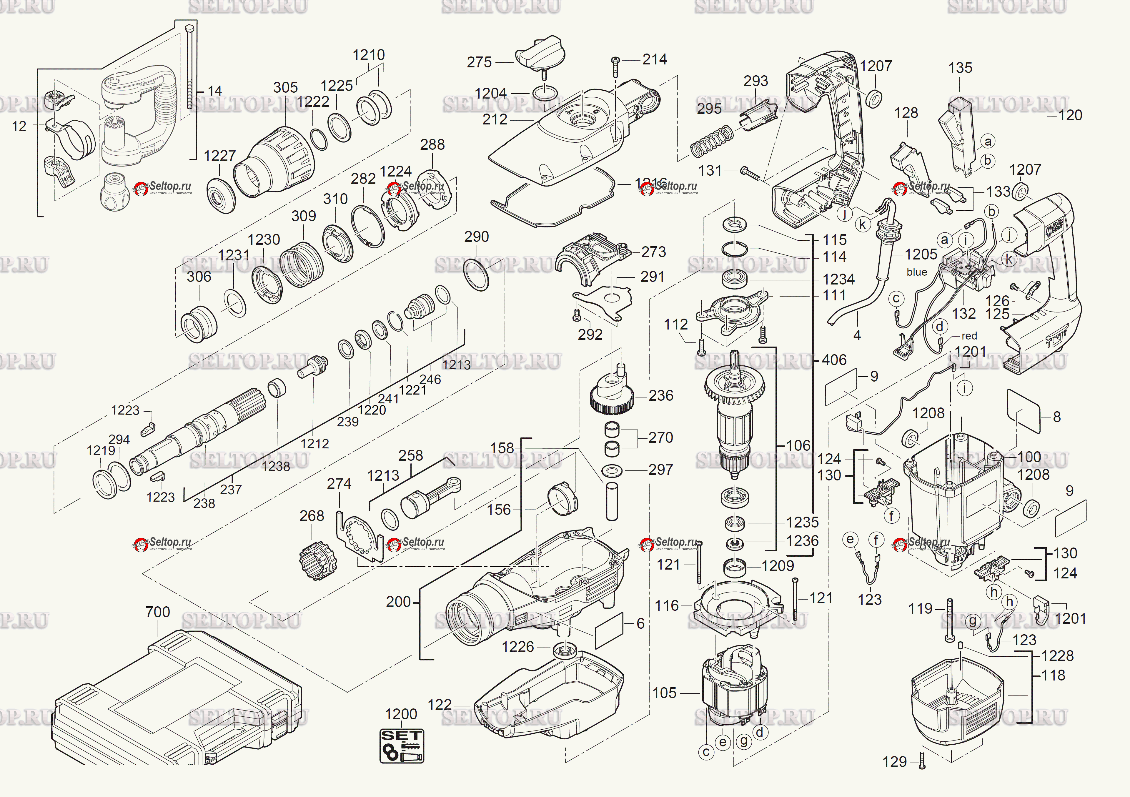 Запчасти для отбойного молотка AEG MH7E (артикул модели 4935459422) (код  модели 4000463000) | купить в Москве в интернет-магазине Селтоп с  доставкой. Цены, наличие, взрыв-схема.