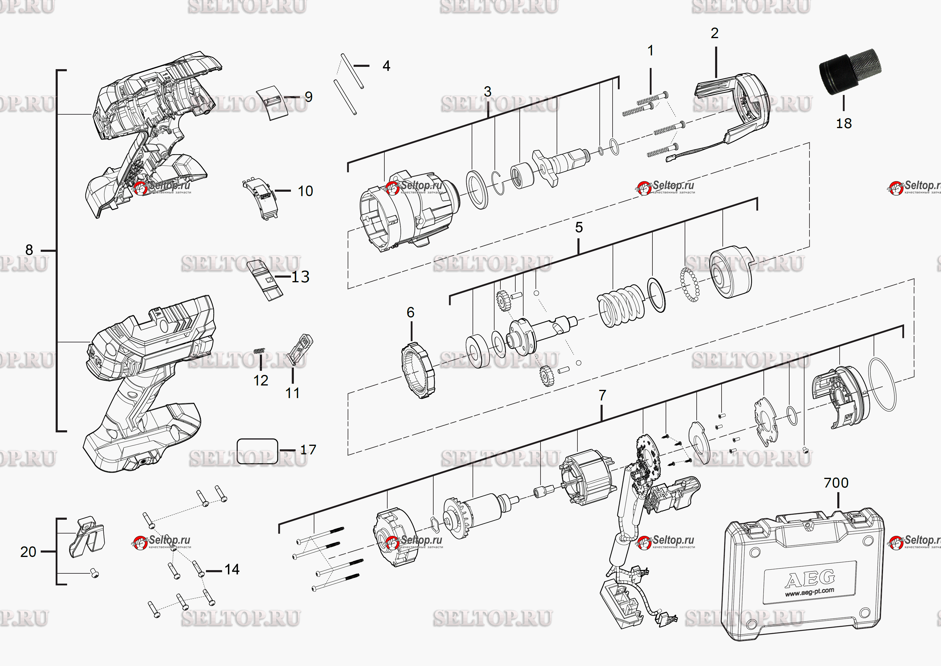 Запчасти для аккумуляторного гайковерта AEG BSS18C12ZBL-0 (артикул модели  4935459426) (код модели 4000474418) | купить в Москве в интернет-магазине  Селтоп с доставкой. Цены, наличие, взрыв-схема.