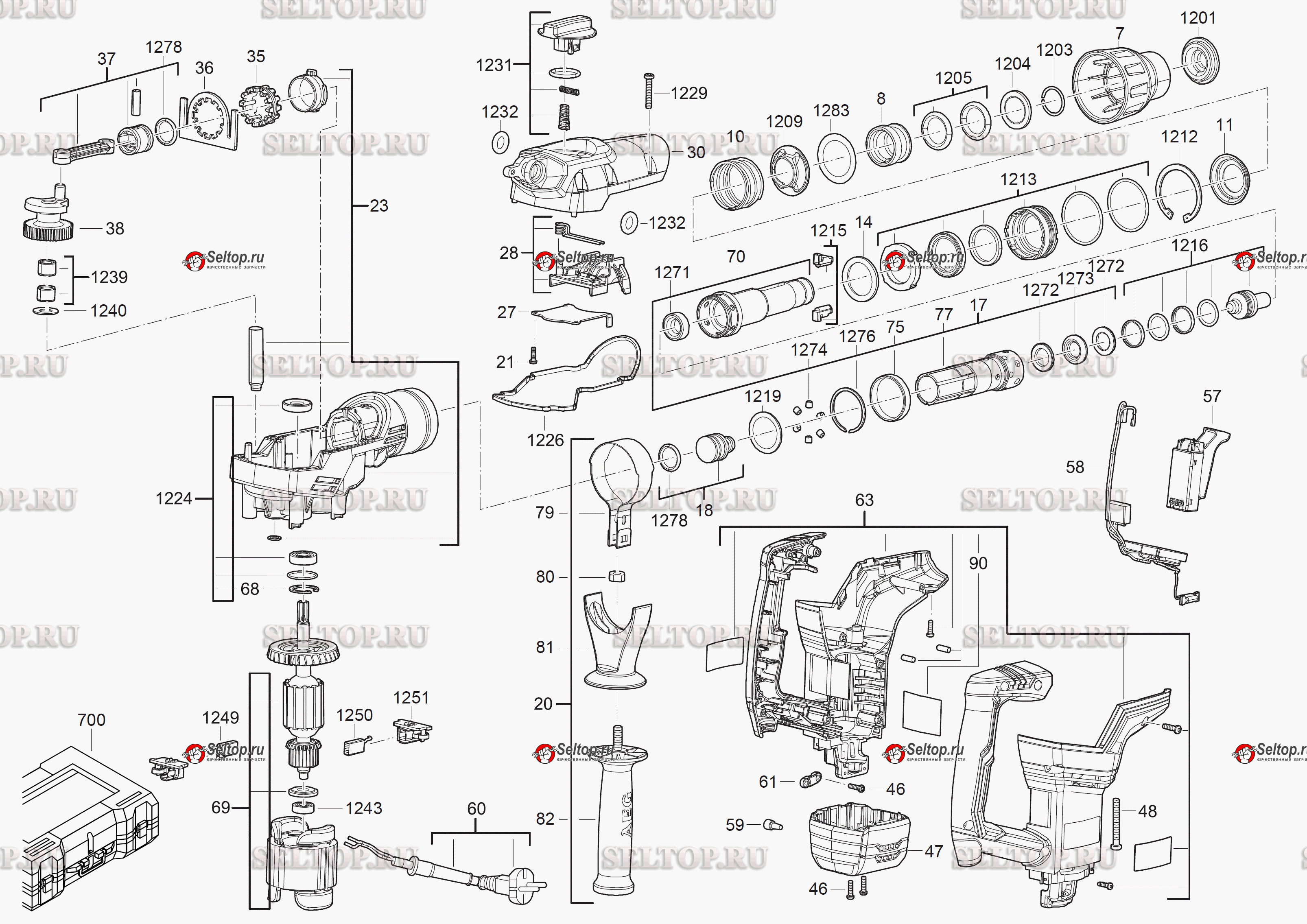 Запчасти для отбойного молотка AEG MH5G (артикул модели 4935443170) (код  модели 4000443171) | купить в Москве в интернет-магазине Селтоп с  доставкой. Цены, наличие, взрыв-схема.