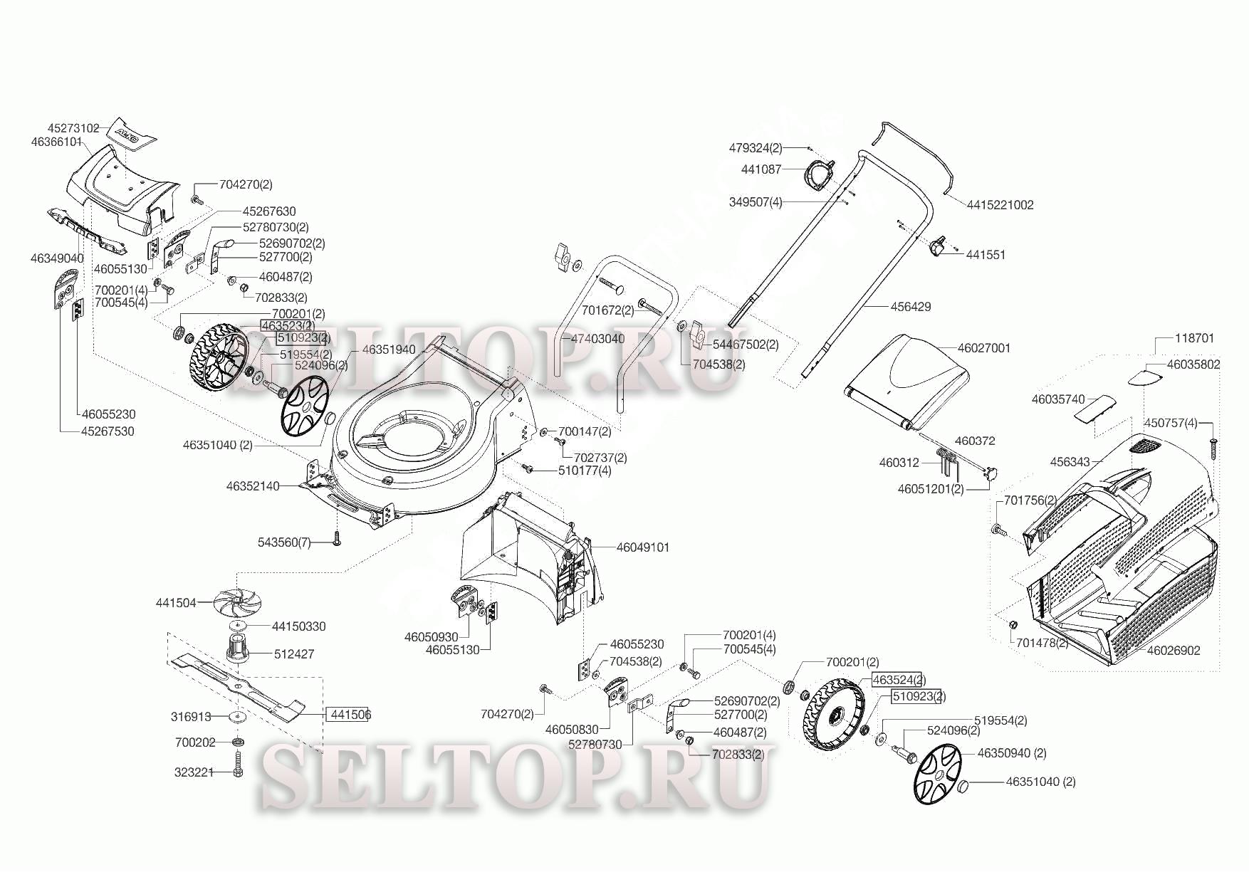 Схема газонокосилки бензиновой al ko