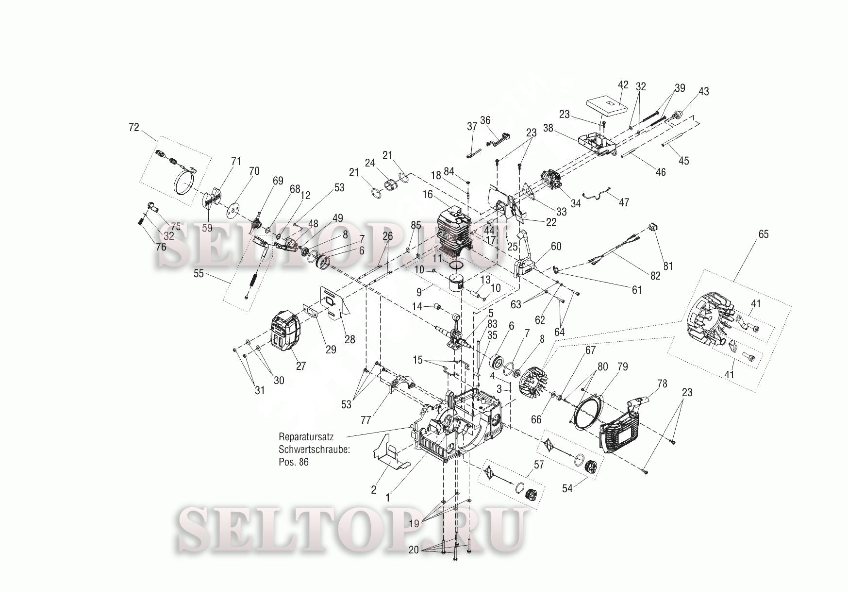 Запчасти для бензопилы solo by AL-KO 636 (артикул модели 127161) (схема 2)
