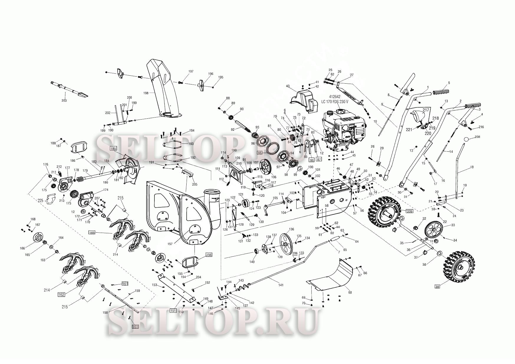 Запчасти для снегоуборщика AL-KO snowline 620 e ii (с 07.2014) | купить в  Москве в интернет-магазине Селтоп с доставкой. Цены, наличие, взрыв-схема.