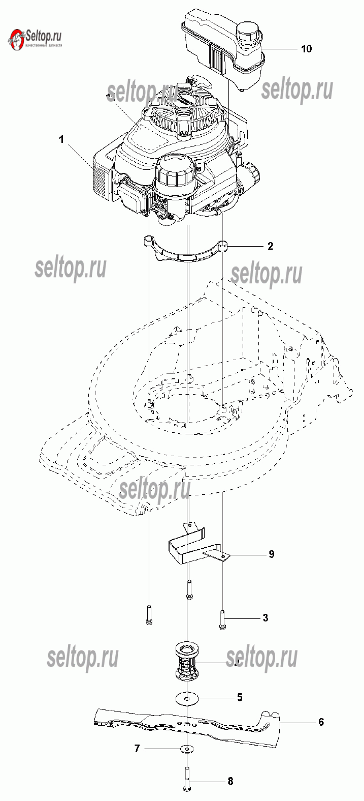Двигатель, бензобак, нож, адаптер для газонокосилки Husqvarna LC 551 SP |  купить в Москве в интернет-магазине Селтоп с доставкой. Цены, наличие,  взрыв-схема.