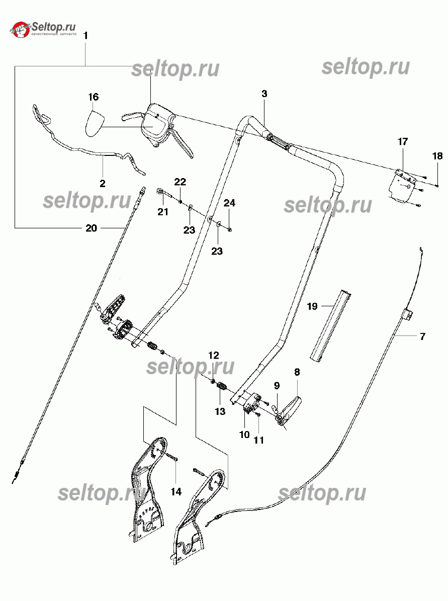 Запчасти ручки, тросы управления для газонокосилки Husqvarna LC 348 V |  купить в Москве в интернет-магазине Селтоп с доставкой. Цены, наличие,  взрыв-схема.