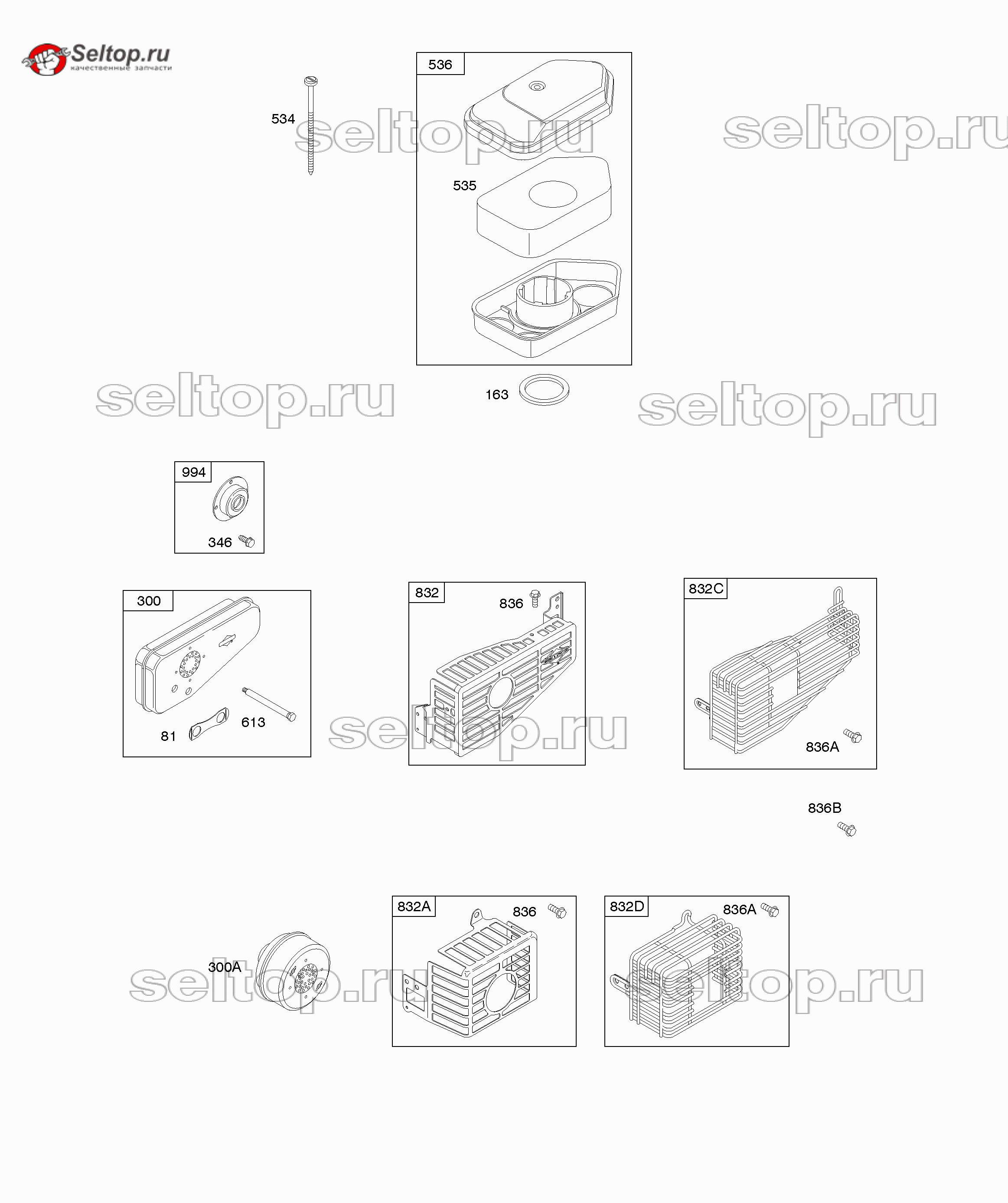 Купить воздушный фильтр, выхлопная система Briggs Stratton 10T602-3182-H1