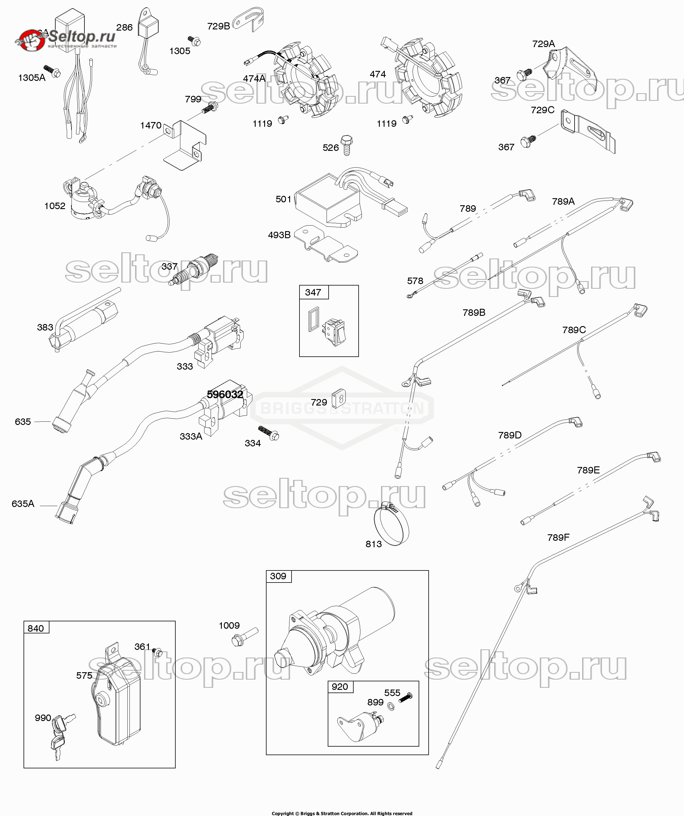 Генератор переменного тока, ротор, электрическая система, зажигание, свеча зажигания Briggs and Stratton 25T237-0142-H1