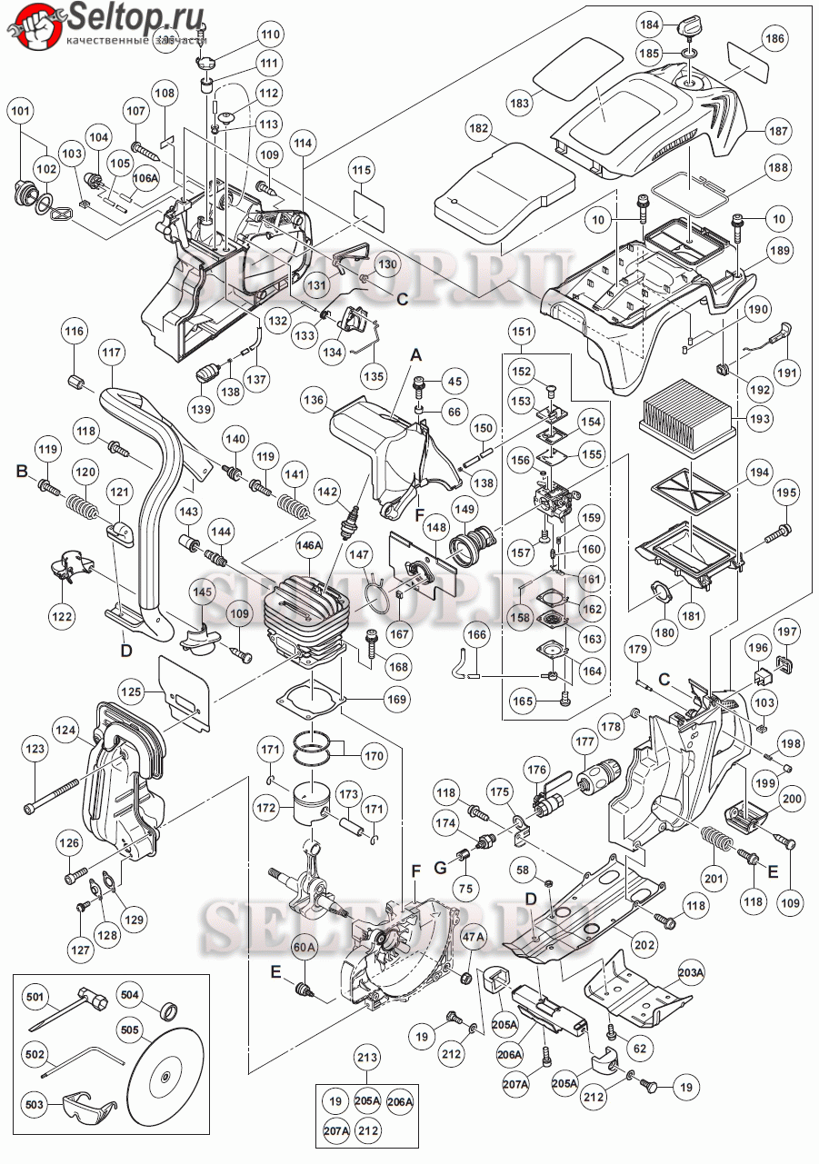 Запчасти для бензореза Hitachi CM 75EBP (деталировка 2) | купить в Москве в  интернет-магазине Селтоп с доставкой. Цены, наличие, взрыв-схема.