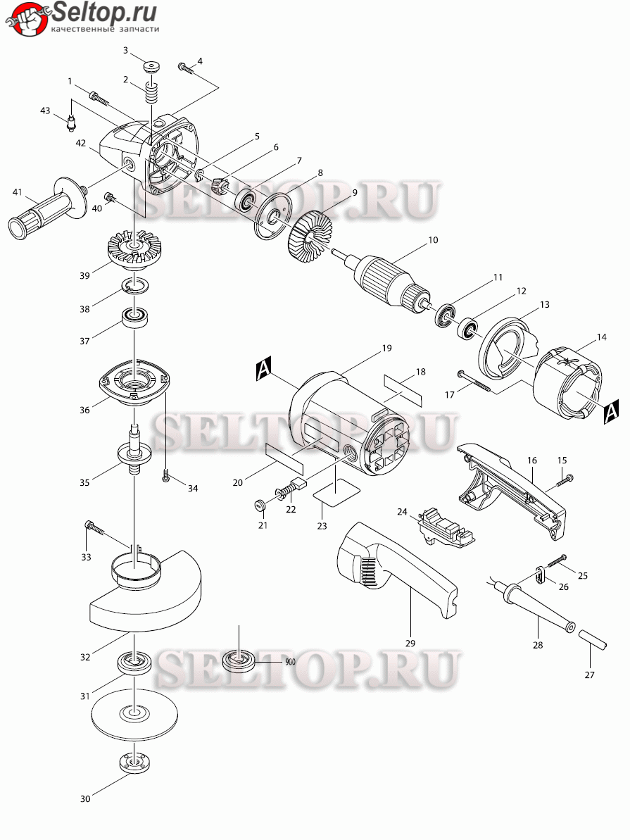 Запчасти для болгарки Makita 9069 F | купить в Москве в интернет-магазине  Селтоп с доставкой. Цены, наличие, взрыв-схема.