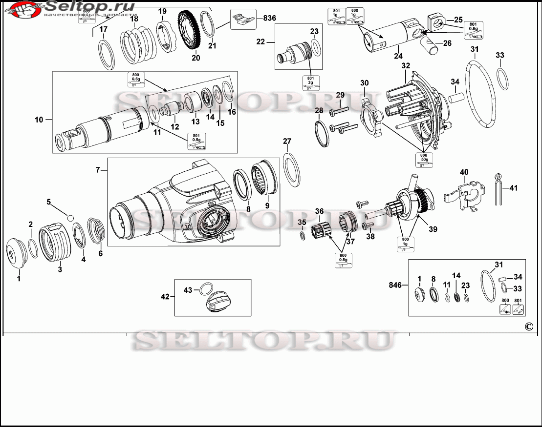 Запчасти для перфоратора аккумуляторного Dewalt DCH133 тип 1 (РЕДУКТОР  ПЕРФОРАТОРА) | купить в Москве в интернет-магазине Селтоп с доставкой.  Цены, наличие, взрыв-схема.