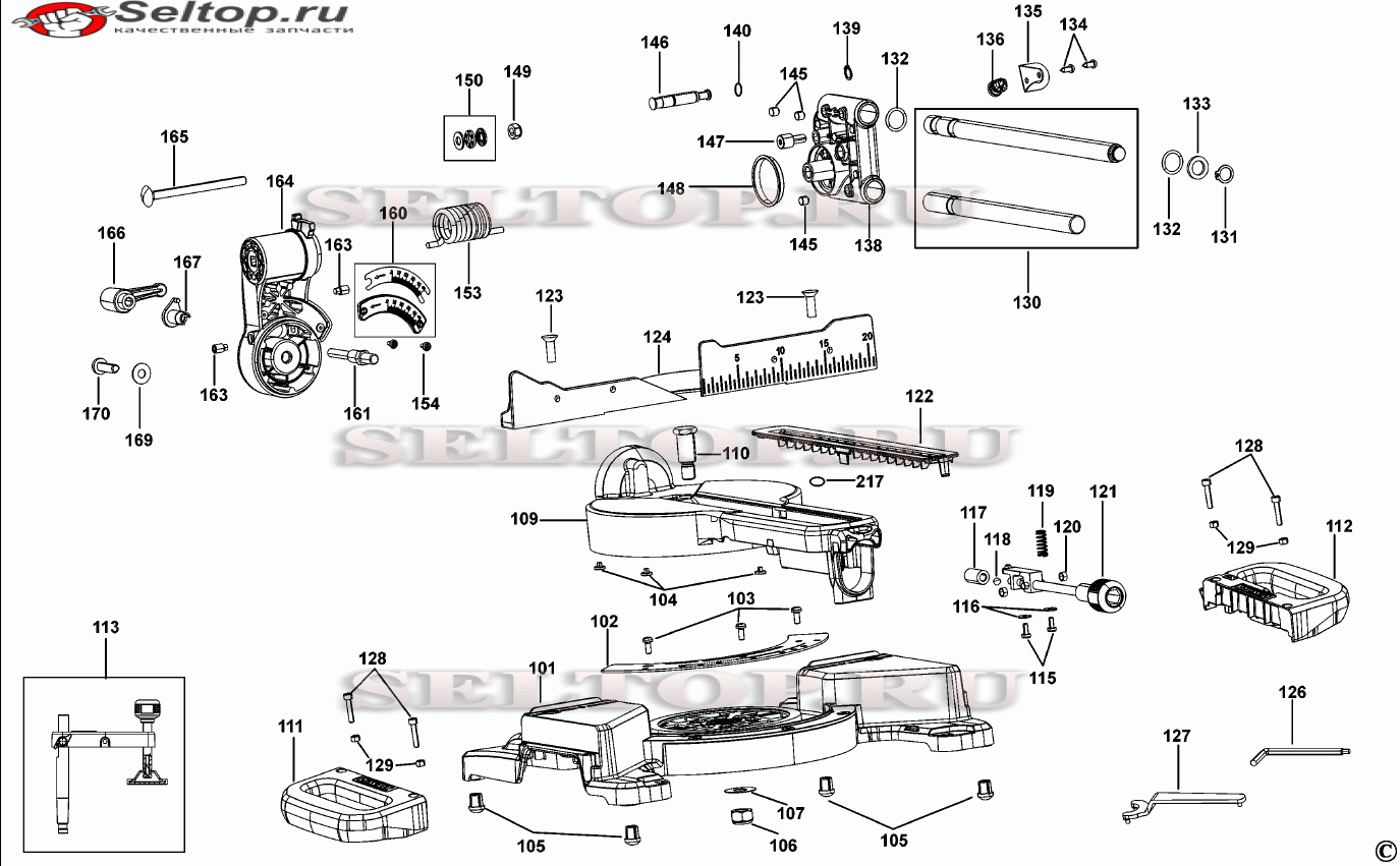 Запчасти для торцочной пилы (торцовки) Dewalt DWS774 тип 1 (ОСНОВАНИЕ) |  купить в Москве в интернет-магазине Селтоп с доставкой. Цены, наличие,  взрыв-схема.