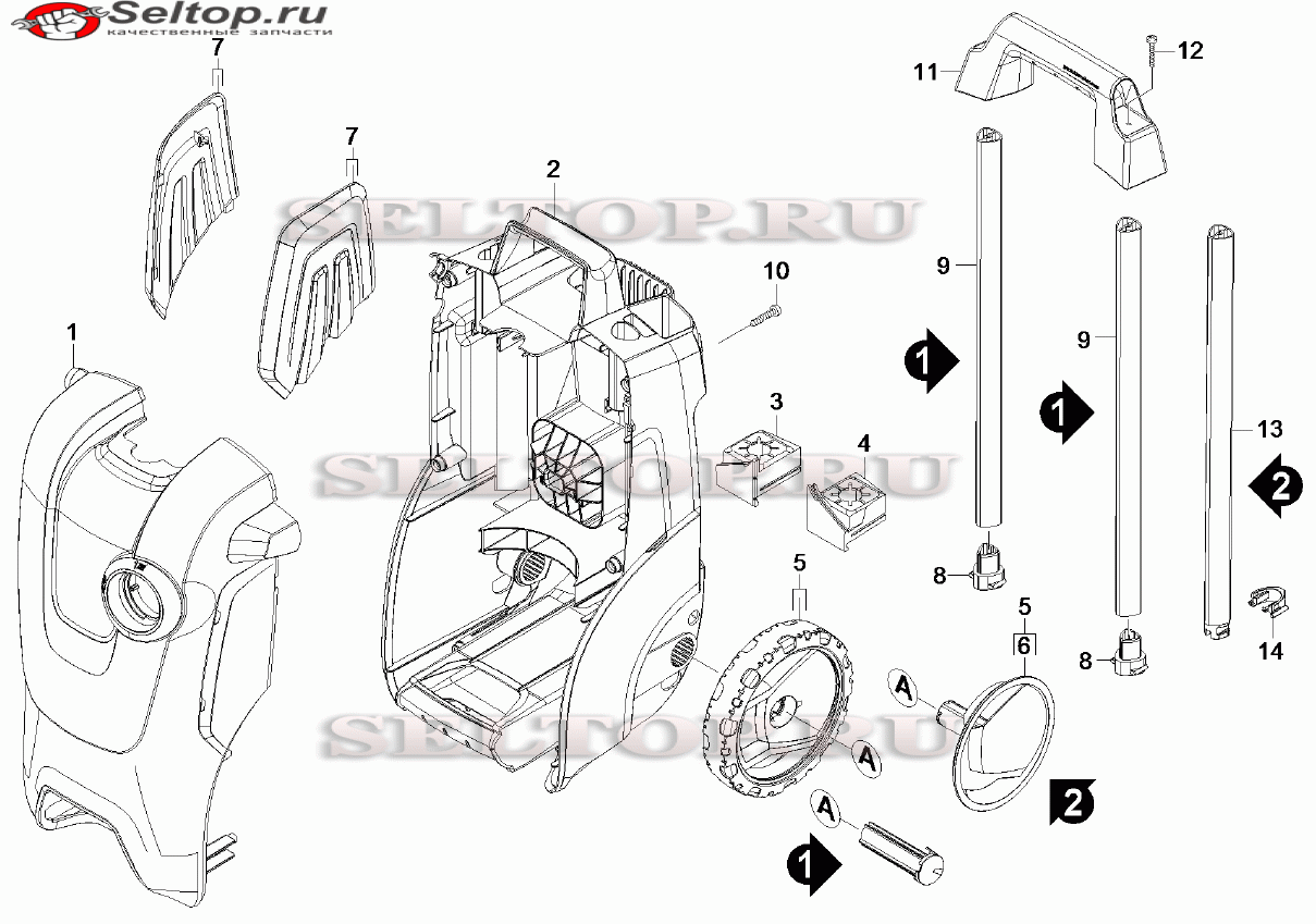 Корпус для мойки Керхер K 5.200 Silver (1.630-700.0) | купить в Москве в  интернет-магазине Селтоп с доставкой. Цены, наличие, взрыв-схема.