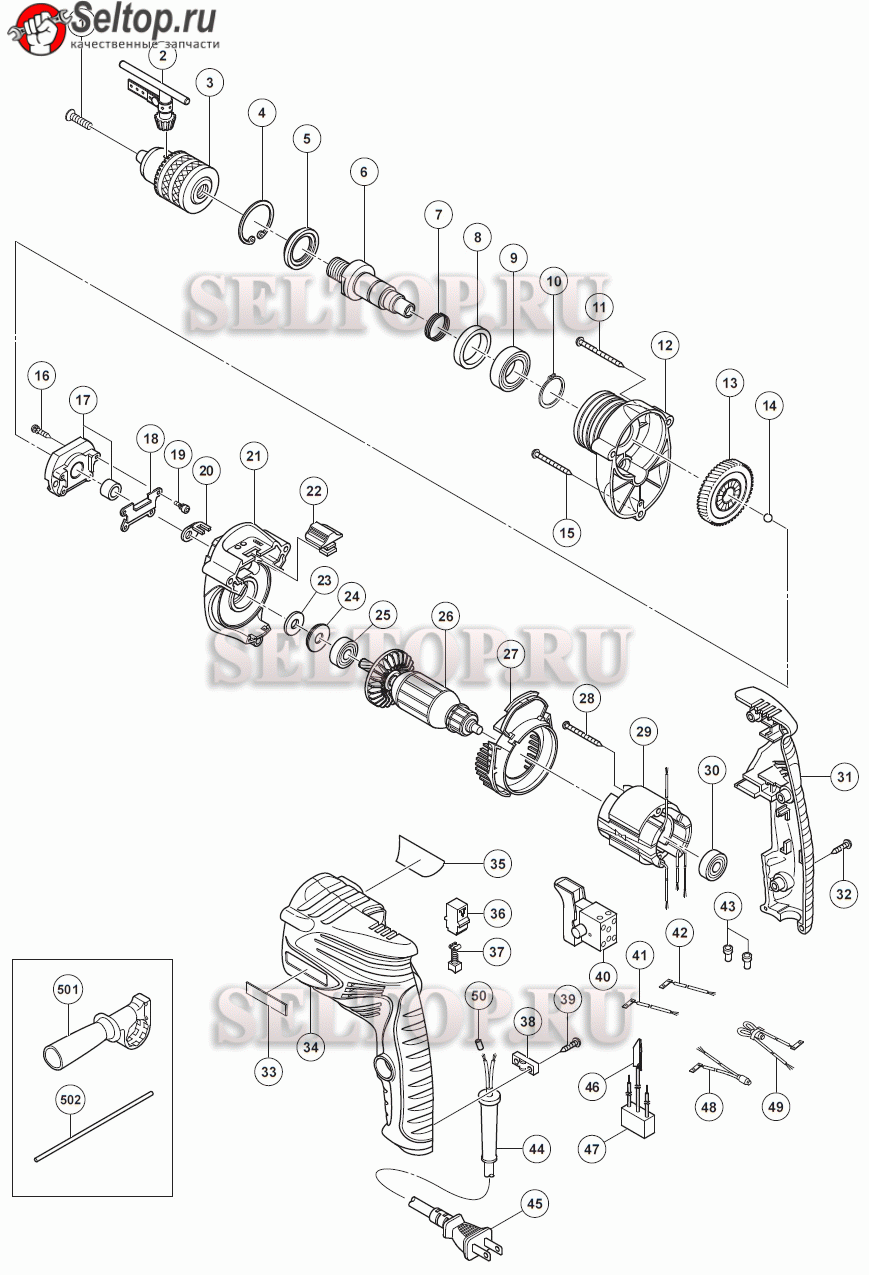 Запчасти для дрели Hikoki DV 16SS | купить в Москве в интернет-магазине  Селтоп с доставкой. Цены, наличие, взрыв-схема.