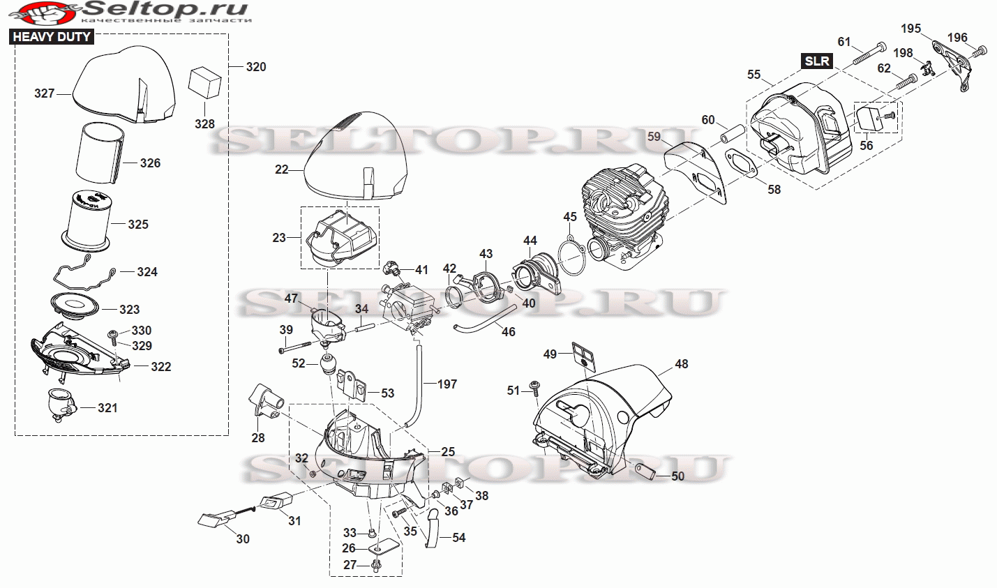 Крышка цилиндра, воздушный фильтр, глушитель для бензопилы Makita EA 7300 P  | купить в Москве в интернет-магазине Селтоп с доставкой. Цены, наличие,  взрыв-схема.