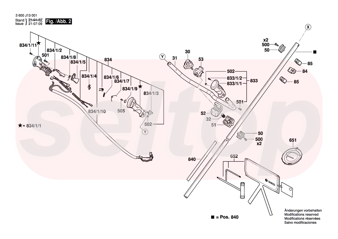 Запчасти для аккумуляторного триммера BOSCH GFR 42 (3600J13001) (схема 2)