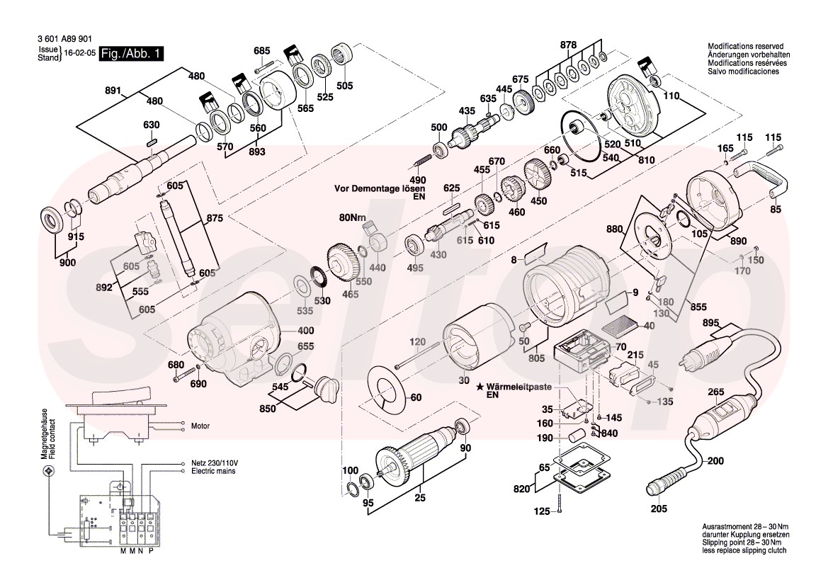 Запчасти для дрели алмазного сверления BOSCH GDB 350 WE (артикул модели  3601A89901) | купить в Москве в интернет-магазине Селтоп с доставкой. Цены,  наличие, взрыв-схема.