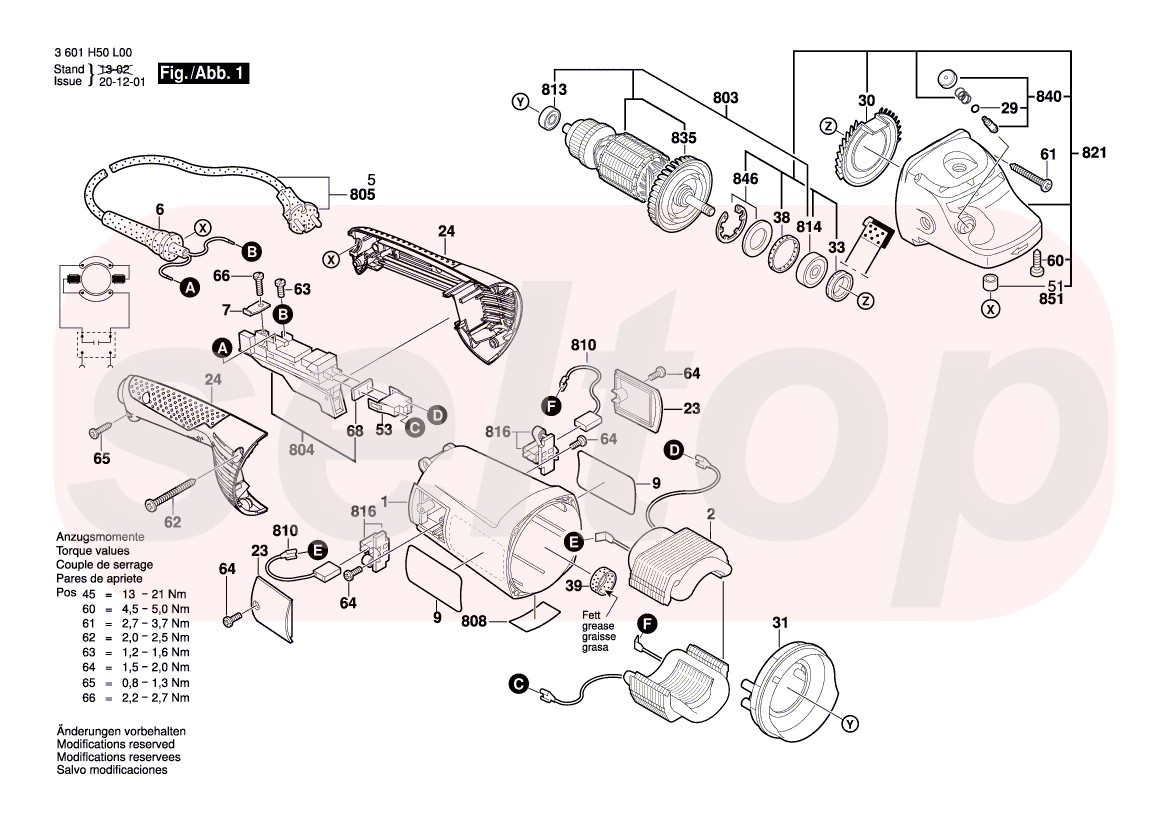 Запчасти для болгарки BOSCH GWS 20-230H (3601H50L00) (схема 1)