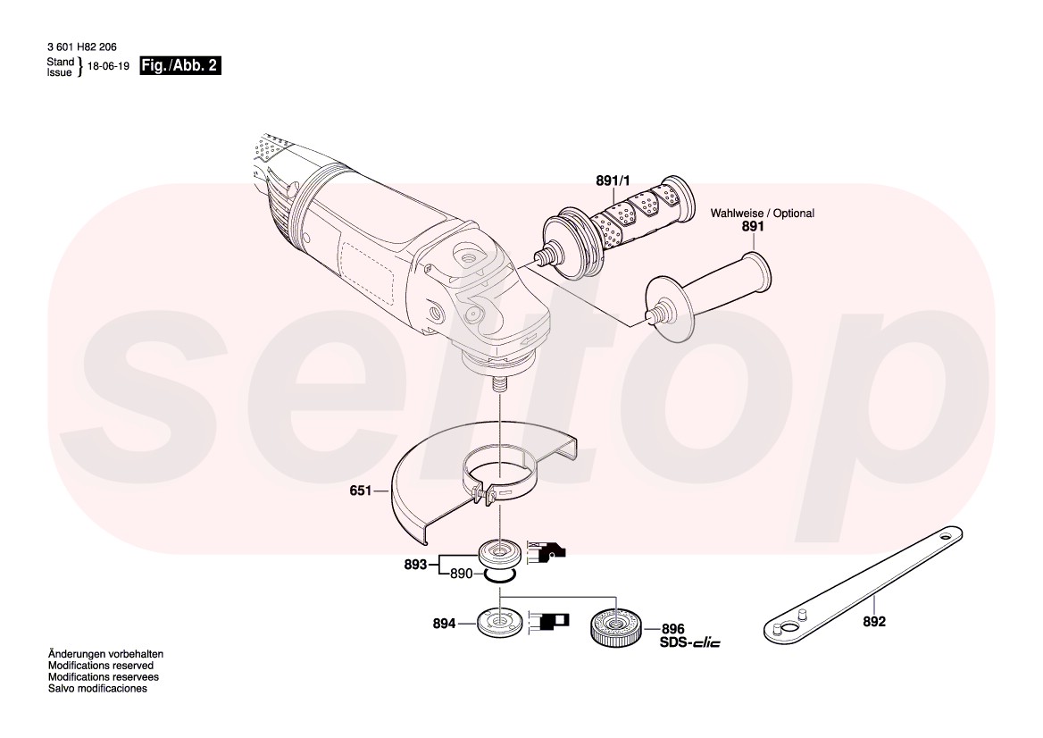 Запчасти для болгарки BOSCH GWS 22-230 H (3601H82206) (схема 2) | купить в  Москве в интернет-магазине Селтоп с доставкой. Цены, наличие, взрыв-схема.