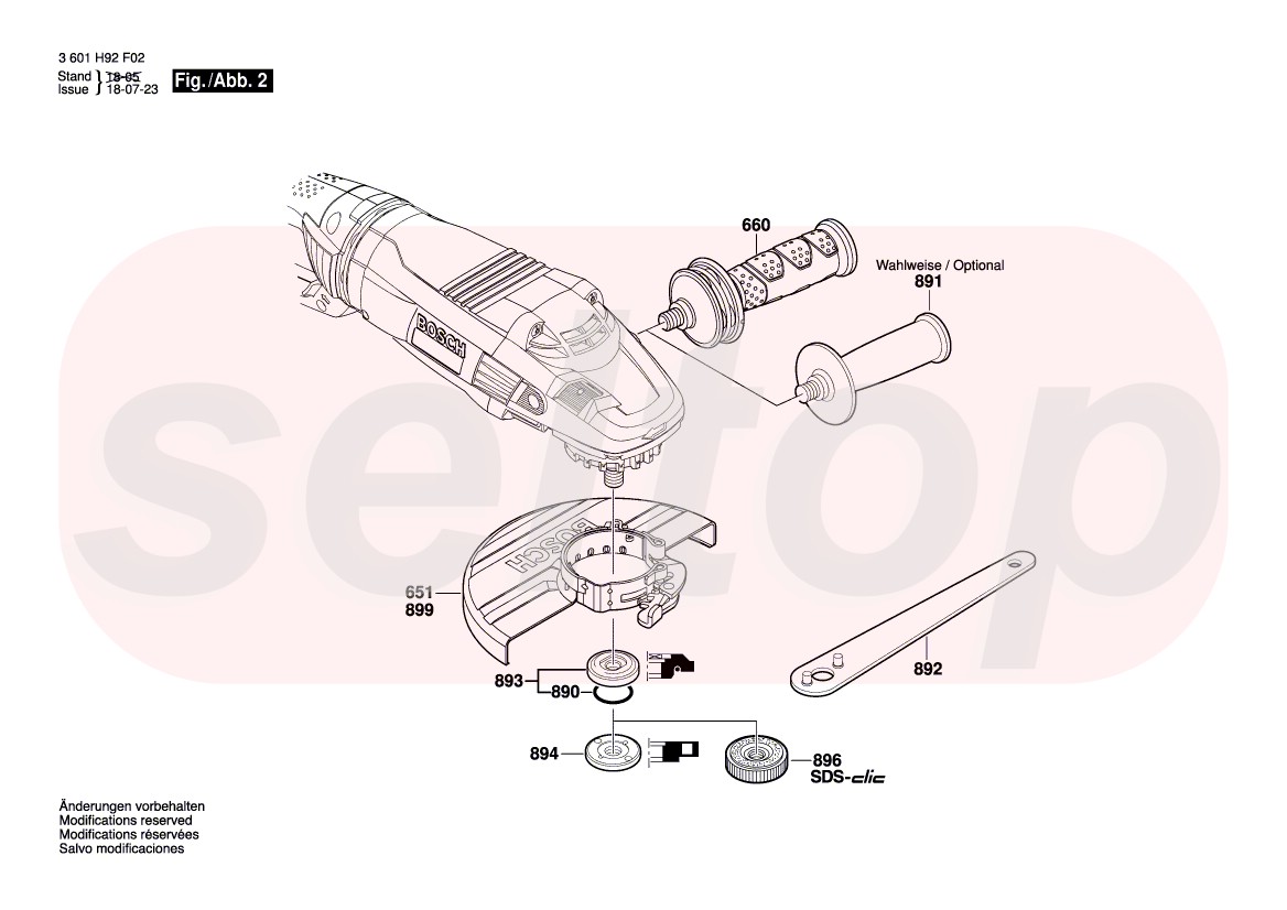 Запчасти для болгарки BOSCH GWS 26-180 LVI (3601H94F02) (схема 2) | купить  в Москве в интернет-магазине Селтоп с доставкой. Цены, наличие, взрыв-схема.