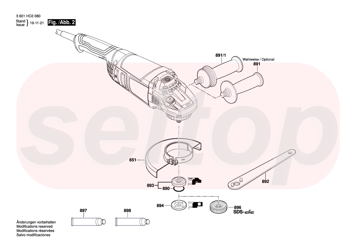 Запчасти для болгарки BOSCH GWS 2200 (3601HC00R0) (схема 2) | купить в  Москве в интернет-магазине Селтоп с доставкой. Цены, наличие, взрыв-схема.