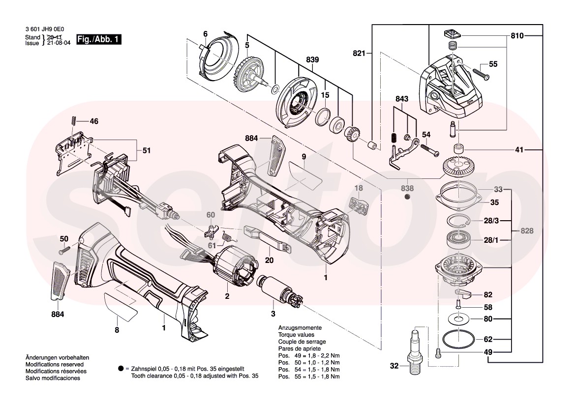 Запчасти для аккумуляторной болгарки BOSCH GWS 180-LI (3601JH90R2) (схема  1) | купить в Москве в интернет-магазине Селтоп с доставкой. Цены, наличие,  взрыв-схема.