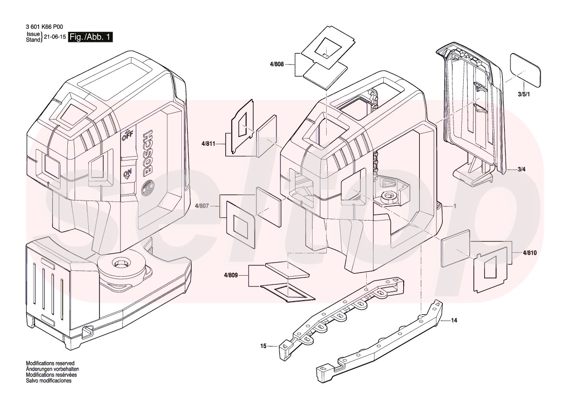 Запчасти для лазерного уровня BOSCH GPL 5 G (артикул модели 3601K66P00) |  купить в Москве в интернет-магазине Селтоп с доставкой. Цены, наличие,  взрыв-схема.