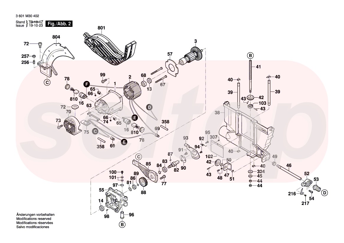Запчасти для настольной циркулярной пилы BOSCH GTS 10 XC (3601M30402) (схема 2)