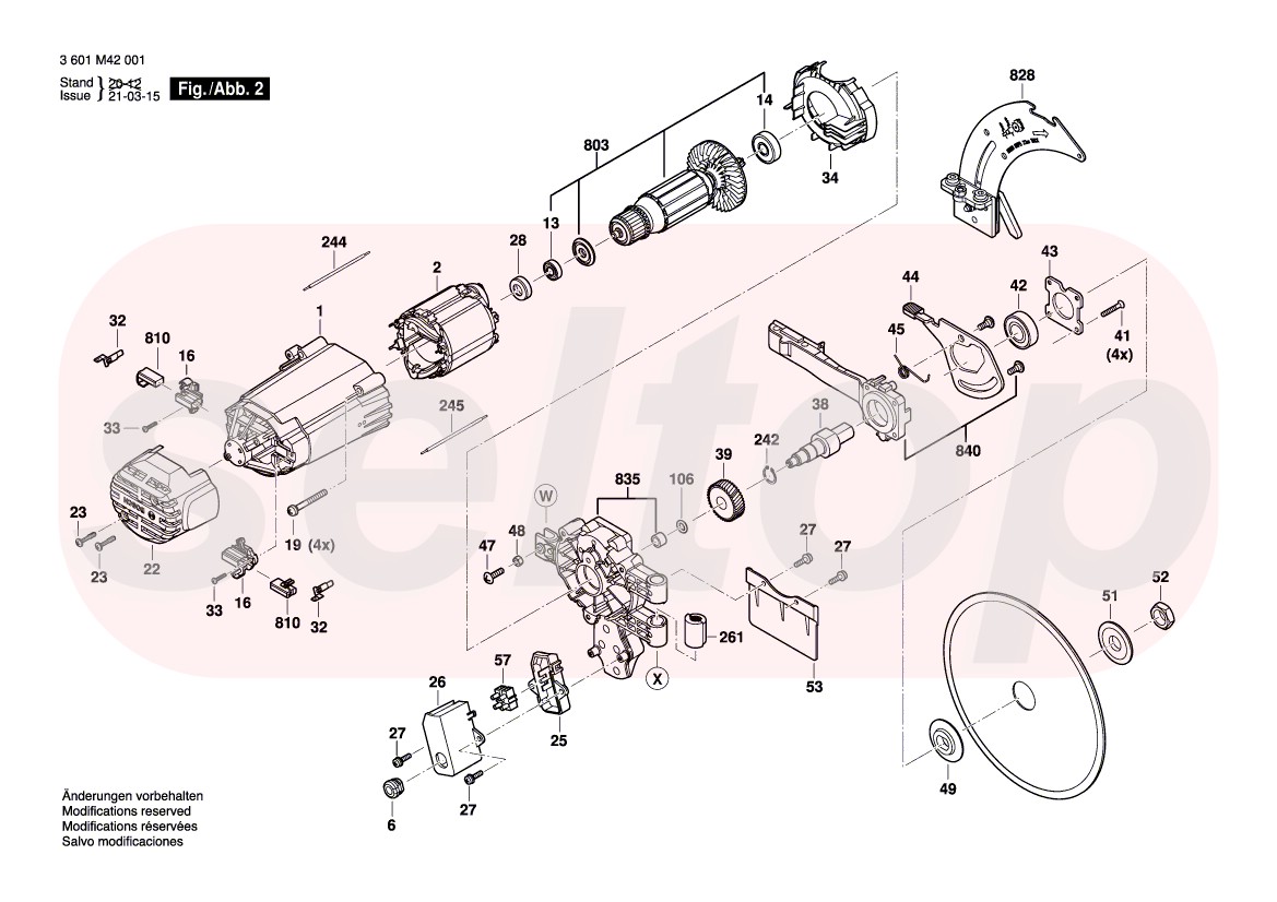 Запчасти для настольной циркулярной пилы BOSCH GTS 635-216 (3601M42001) (схема 2)