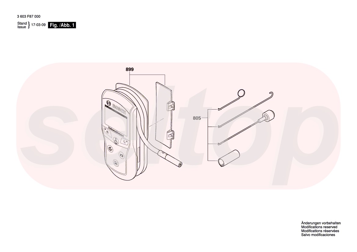 Запчасти для аккумуляторного видеоскопа BOSCH UniversalInspect (артикул  модели 3603F87000) | купить в Москве в интернет-магазине Селтоп с  доставкой. Цены, наличие, взрыв-схема.