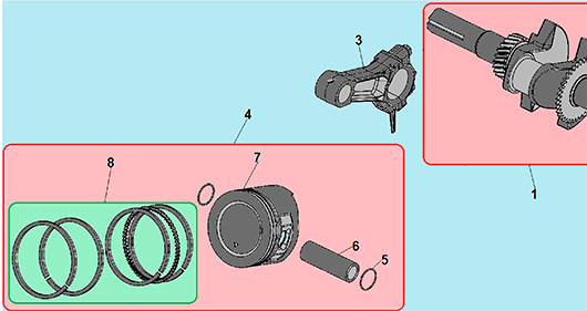 Поршень, шатун, коленвал для Чемпион ВC 6712