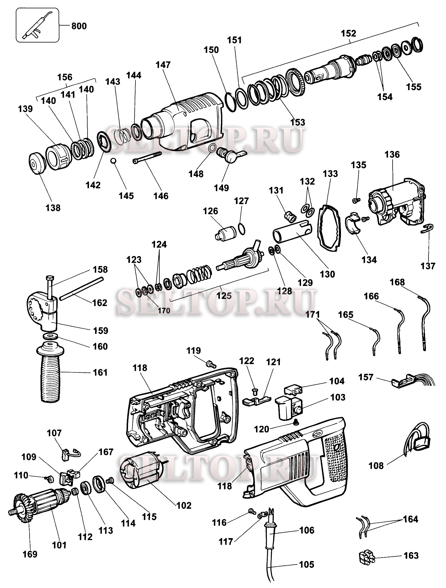 Схема перфоратора hammer prt800c