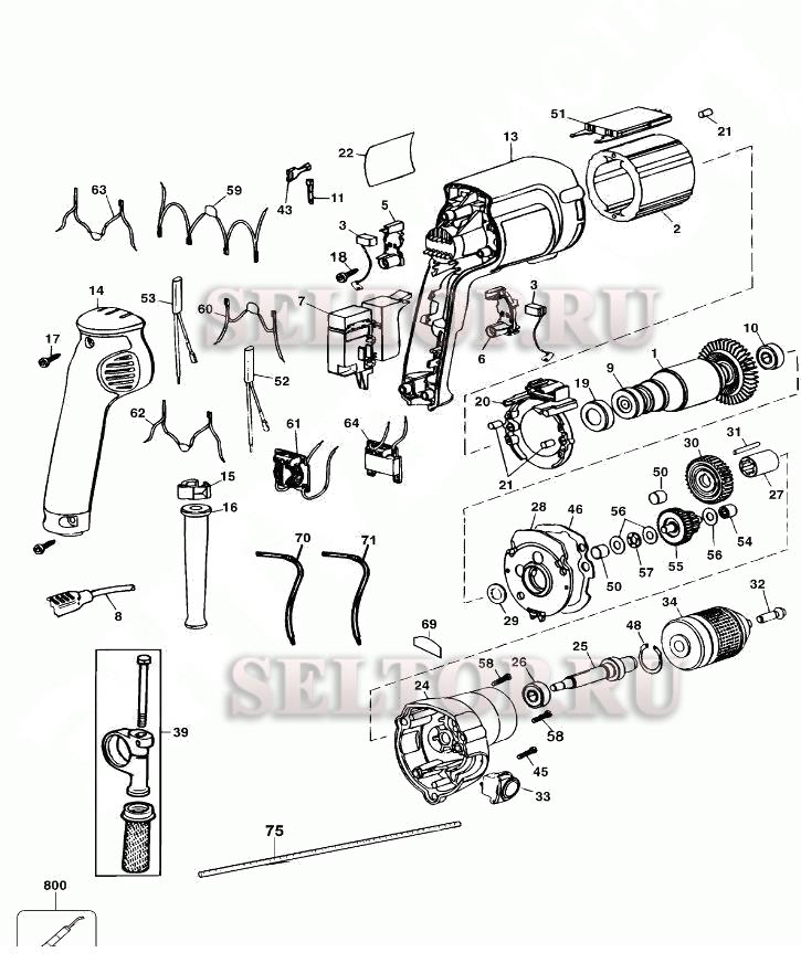 Запчасти для дрели безударной Dewalt DW226 тип 1