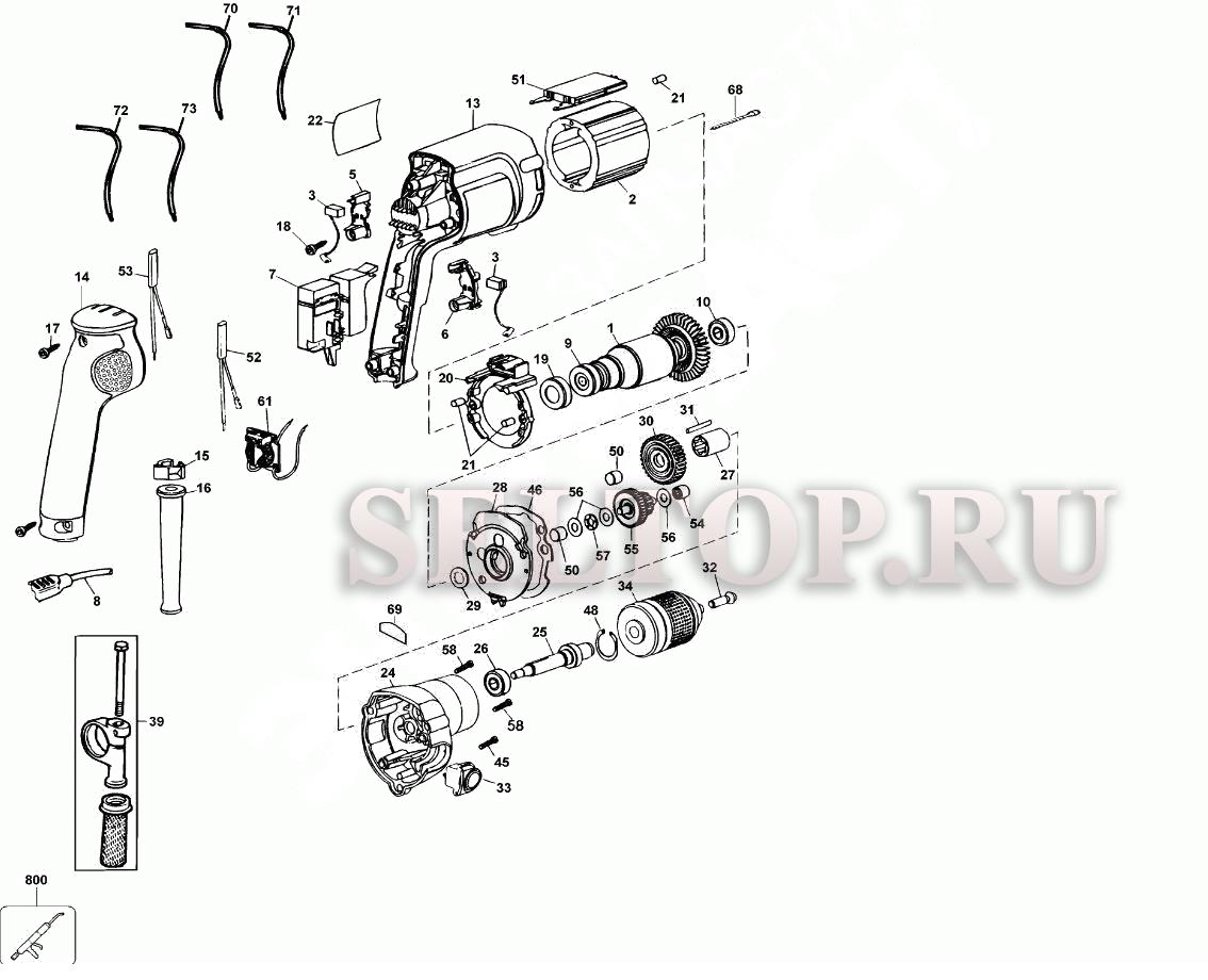 Запчасти для дрели безударной Dewalt DW226 тип 2