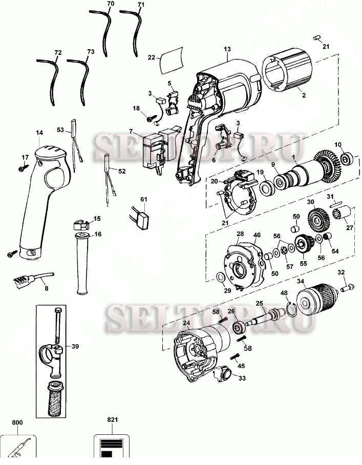Запчасти для дрели безударной Dewalt DW226 тип 4