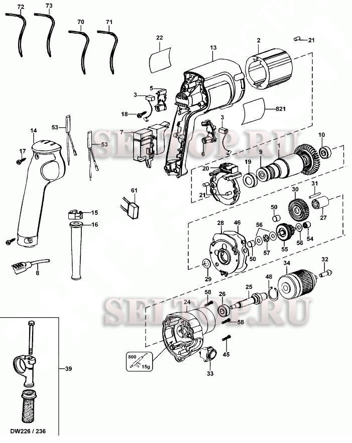 Запчасти для дрели безударной Dewalt DW226 тип 5