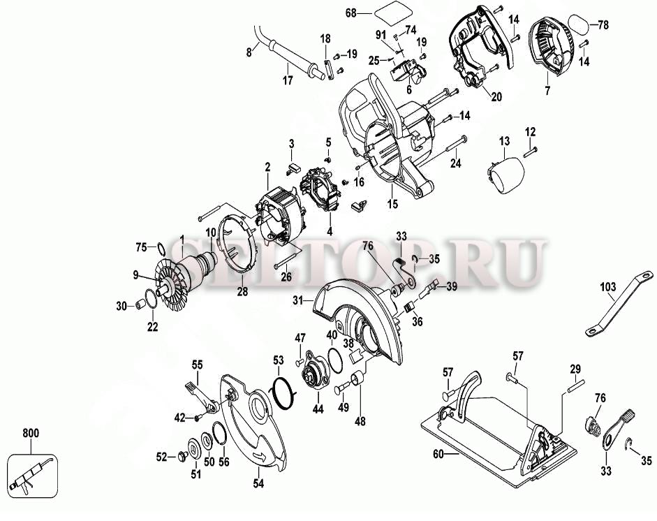 Запчасти для дисковой пилы (циркулярки) Dewalt DW368 тип 3