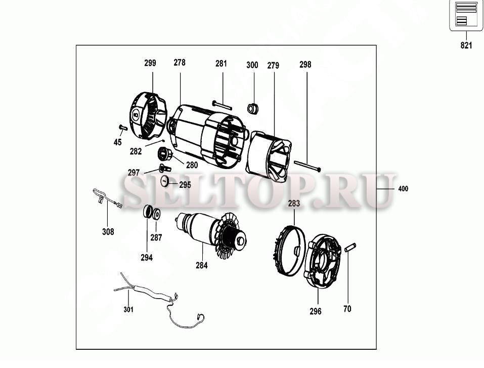 Запчасти для комбинированной пилы Dewalt D27107 тип 4 (МОТОР)