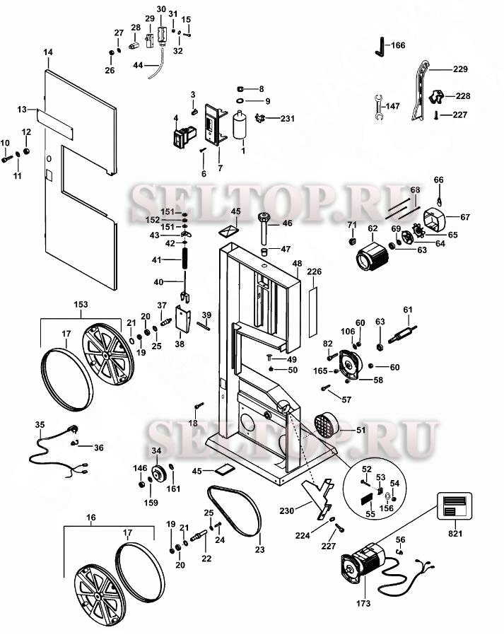 Запчасти для ленточной пилы Dewalt DW876 тип 3 (ОСНОВНОЙ БЛОК)