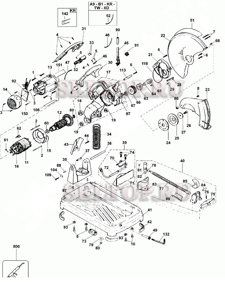 Запчасти для монтажной пилы Dewalt DW871 тип 2