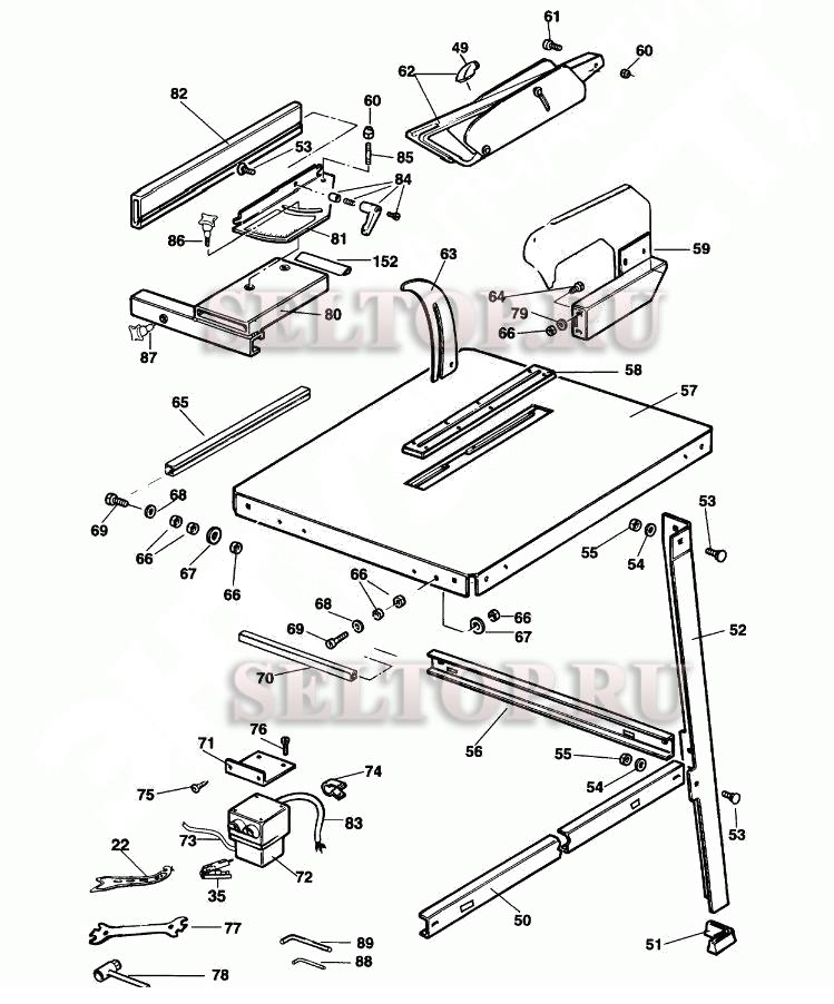 Запчасти для настольной пилы Dewalt DW740 тип 1 (СТОЛ)