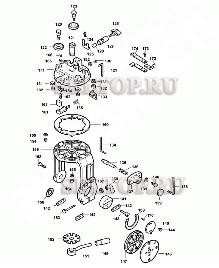 Запчасти для радиально-консольной пилы Dewalt DW721 тип 3 (ХОМУТ)