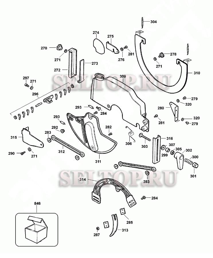 Запчасти для радиально-консольной пилы Dewalt DW721 тип 3 (КОЖУХ ЗАЩИТНЫЙ)