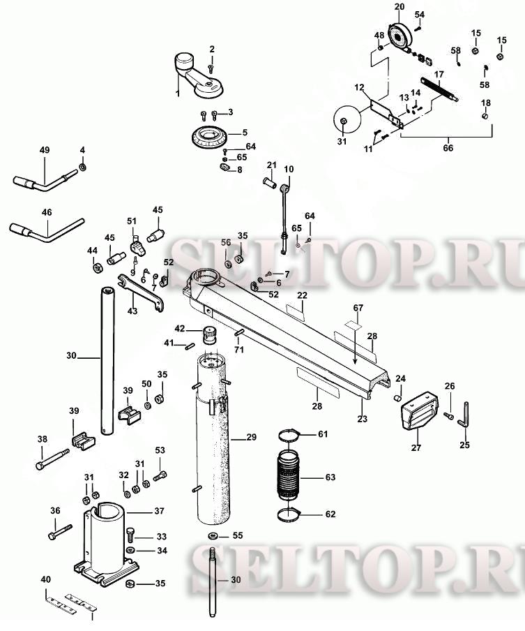 Запчасти для радиально-консольной пилы Dewalt DW721KN тип 3 (НАПРАВЛЯЮЩАЯ)