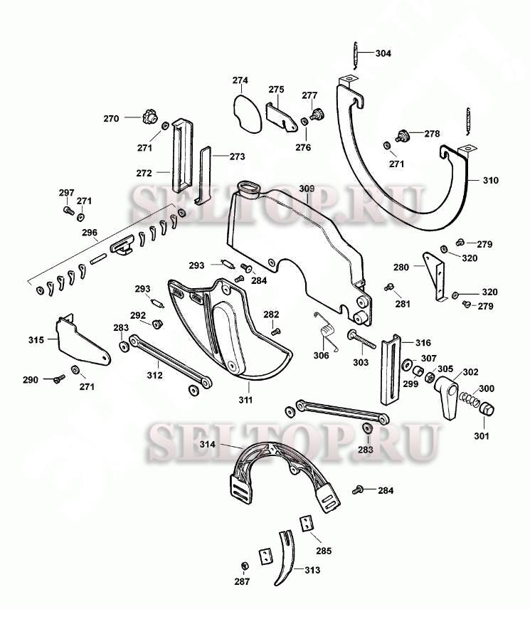 Запчасти для радиально-консольной пилы Dewalt DW726 тип 1 (КОЖУХ ЗАЩИТНЫЙ)