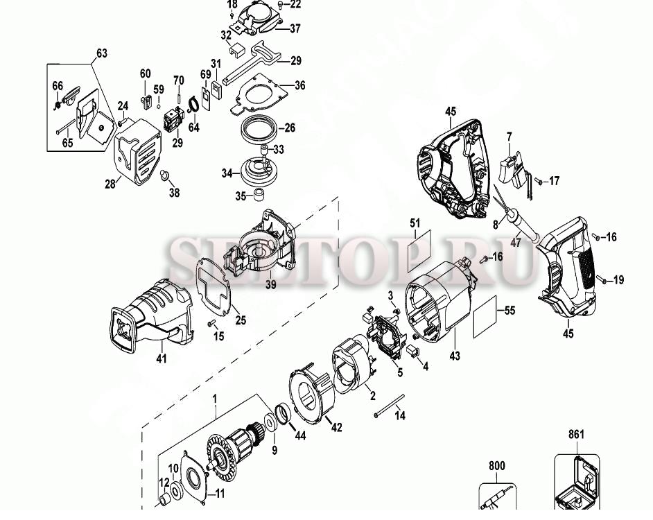 Запчасти для сабельной электропилы Dewalt DW304PK тип 3