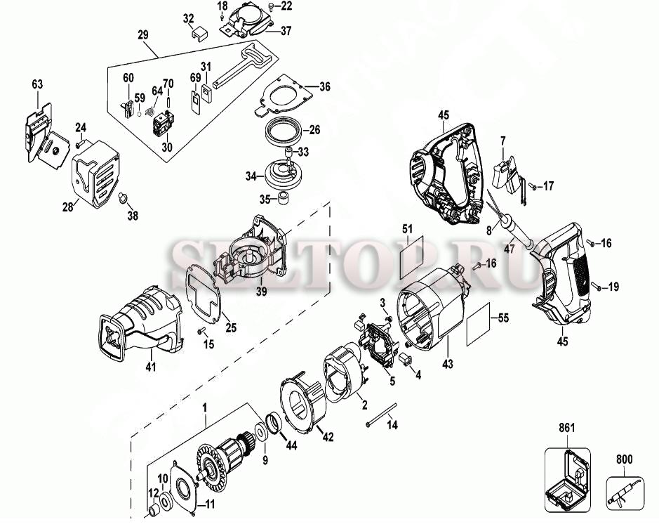 Запчасти для сабельной электропилы Dewalt DW304PK тип 4