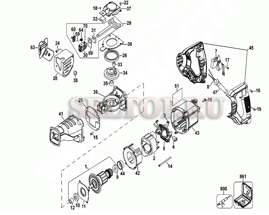 Запчасти для сабельной электропилы Dewalt DW304PK тип 5