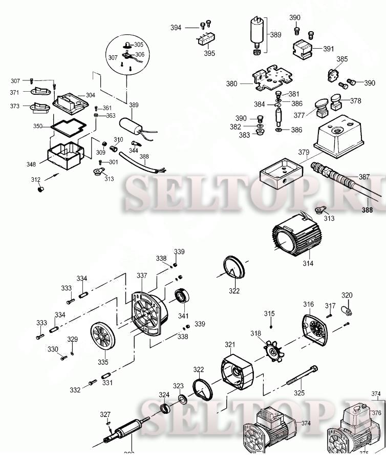 Запчасти для рейсмуса Dewalt DW733S тип 1 (МОТОР)