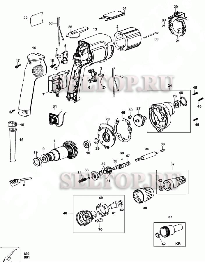 Запчасти для шуруповерта электрического Dewalt DW275K тип 1